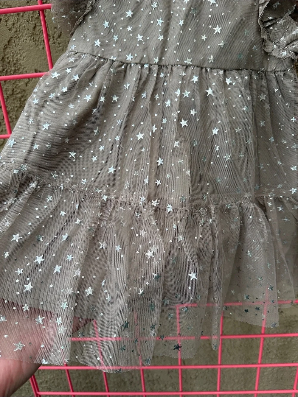 New GAP Baby Star Print Tulle Dress in Taupe